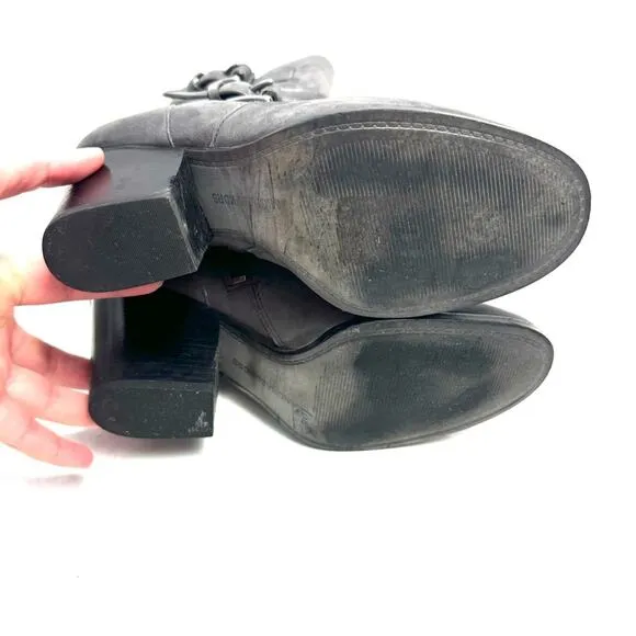 MICHAEL KORS Gray Leather Heeled Booties Boots Size 6.5