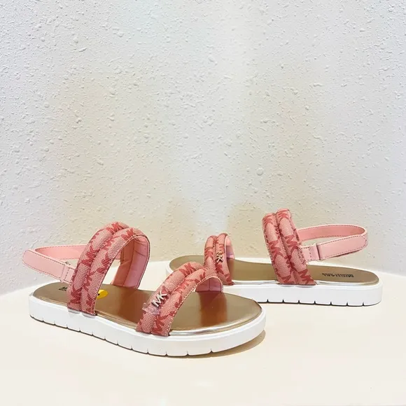 Michael Kors Signature Strap Women/Junior Pink Sandals Size W 7 J 5 NEW