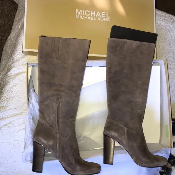 MICHAEL KORS SUEDE KNEE HIGH BOOTS NIB SIZE 10