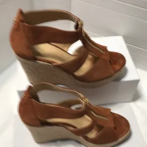 Michael kors suede leather upper espadrilles with front zipper