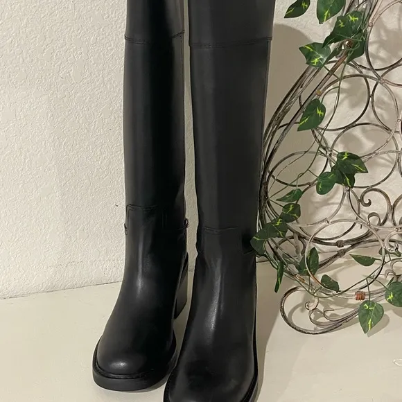 Michael Kors Wide Calf Black Over the Knee Boots with Block Heel