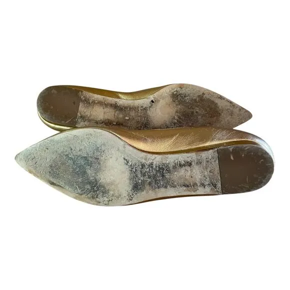 Michael Kors Womens Gold Point Toe Flats Gold Buckle Size 10 Medium