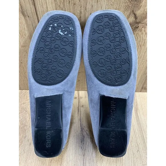 Michael Michael Kors Winsor Loafers Women's 7.5 M Gray Leather Slip On Shoes