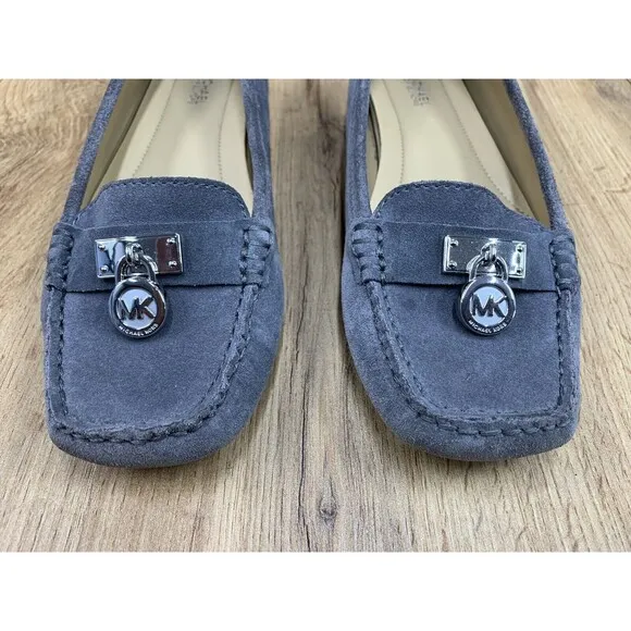 Michael Michael Kors Winsor Loafers Women's 7.5 M Gray Leather Slip On Shoes
