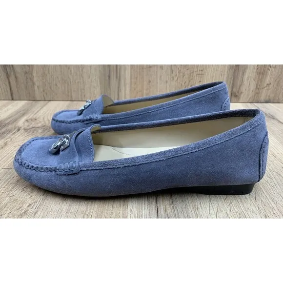 Michael Michael Kors Winsor Loafers Women's 7.5 M Gray Leather Slip On Shoes