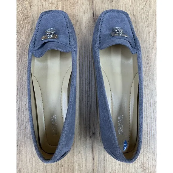 Michael Michael Kors Winsor Loafers Women's 7.5 M Gray Leather Slip On Shoes