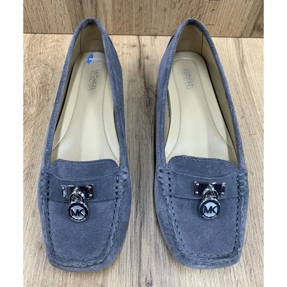 Michael Michael Kors Winsor Loafers Women's 7.5 M Gray Leather Slip On Shoes
