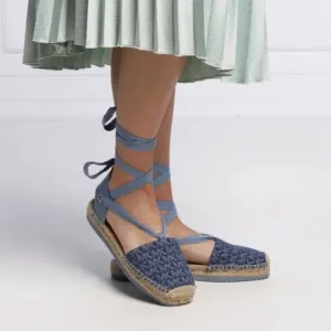 🌟Michael Michael Kors Women's Yara Ankle-Tie Espadrille Sandals 9M, Denim