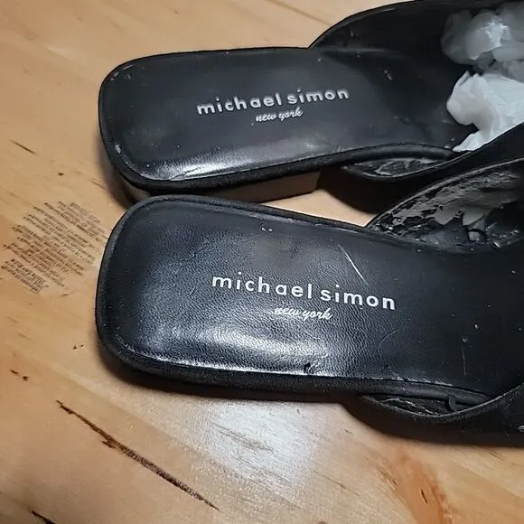 Michael Simon Black With Sequined Christmas Holiday Gift/Present Mules Flats 9