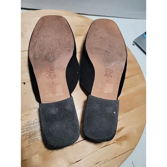 Michael Simon Black With Sequined Christmas Holiday Gift/Present Mules Flats 9