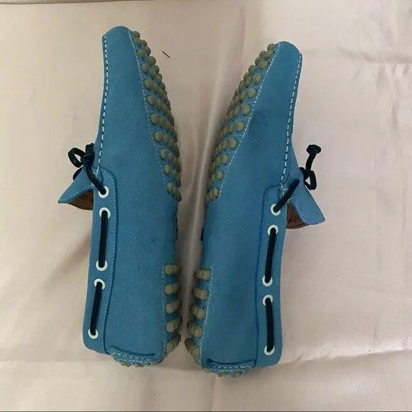 Mike Konos Blue Suede  Loafers Moccasins 11.5