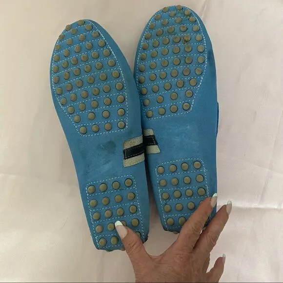 Mike Konos Blue Suede  Loafers Moccasins 11.5
