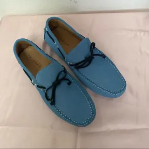 Mike Konos Blue Suede  Loafers Moccasins 11.5