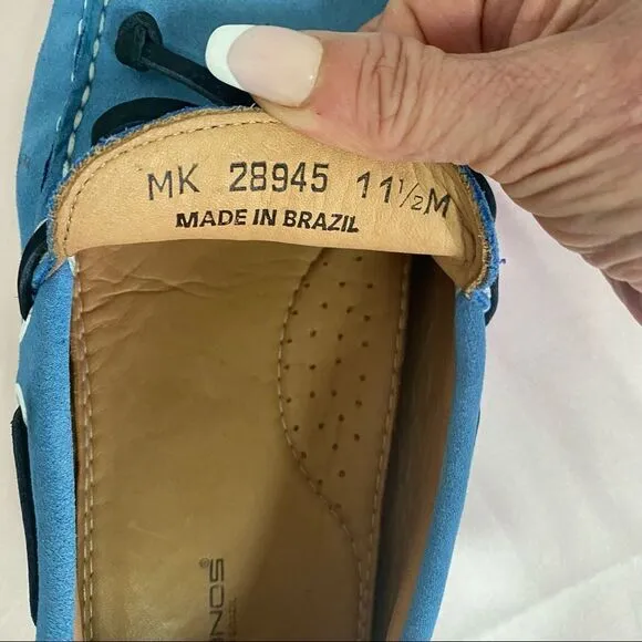 Mike Konos Blue Suede  Loafers Moccasins 11.5