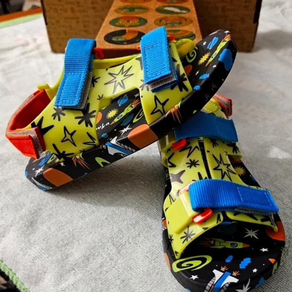 Mini Melissa   Fábula Collab Unisex Space Theme Sandals, Velcro, Size 3, NEW!