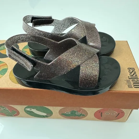 Mini Melissa Friendly Clear/Black/Multi Toddler Sandals Size 7