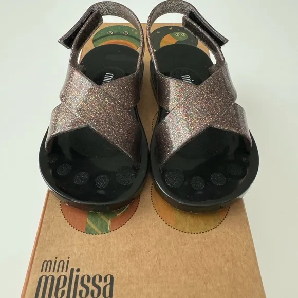 Mini Melissa Friendly Clear/Black/Multi Toddler Sandals Size 7