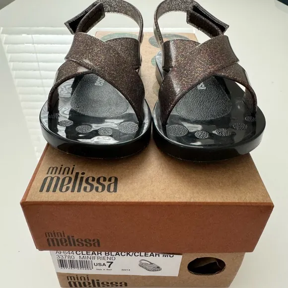 Mini Melissa Friendly Clear/Black/Multi Toddler Sandals Size 7