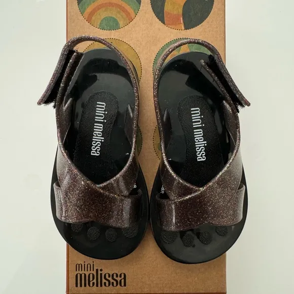 Mini Melissa Friendly Clear/Black/Multi Toddler Sandals Size 7