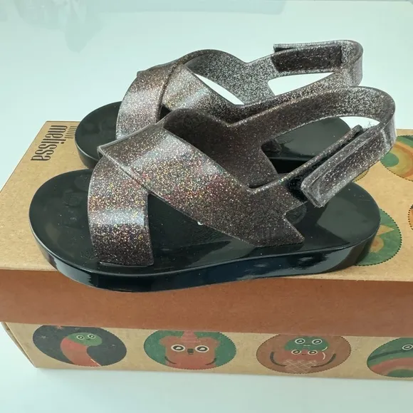 Mini Melissa Friendly Clear/Black/Multi Toddler Sandals Size 7