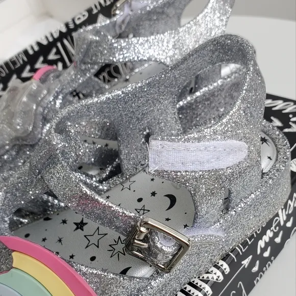 Mini Melissa rainbow star liquid sparkle jelly shoes sandals toddler 9 girls