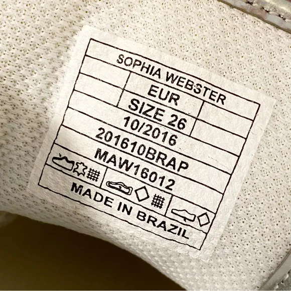 Mini Sophia Webster metallic silver rose gold Velcro Bibi butterfly sneakers