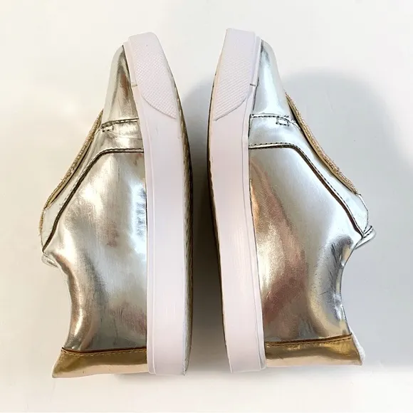 Mini Sophia Webster metallic silver rose gold Velcro Bibi butterfly sneakers