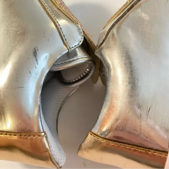 Mini Sophia Webster metallic silver rose gold Velcro Bibi butterfly sneakers