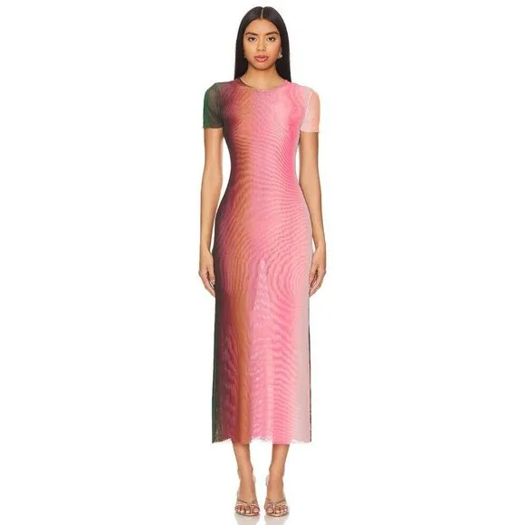 Misa Los Angeles Vanessa Dress in Cali Ombre Medium New as-is Womens Midi Long
