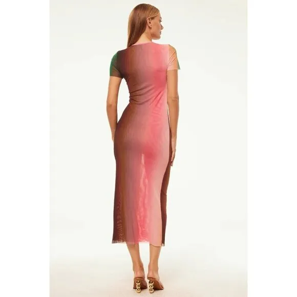 Misa Los Angeles Vanessa Dress in Cali Ombre Medium New as-is Womens Midi Long