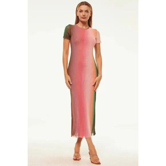 Misa Los Angeles Vanessa Dress in Cali Ombre Medium New as-is Womens Midi Long