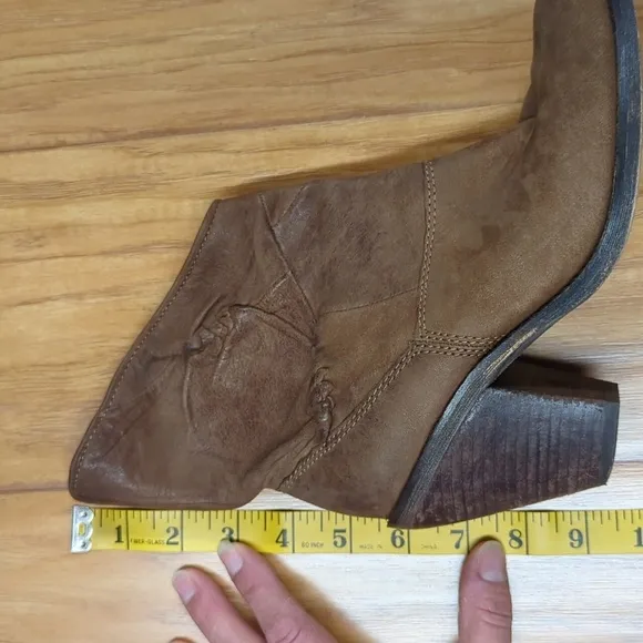Miss Sixty Monet Leather Mid Calf Boots 36.5 6.5 Brown 3.5&quot; Heel