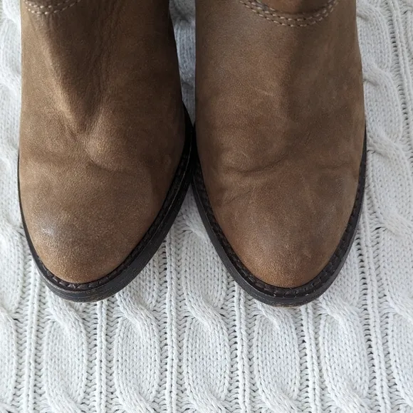 Miss Sixty Monet Leather Mid Calf Boots 36.5 6.5 Brown 3.5&quot; Heel