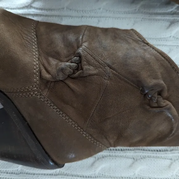 Miss Sixty Monet Leather Mid Calf Boots 36.5 6.5 Brown 3.5&quot; Heel