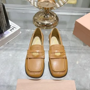 Miu 25C Loafers Caramel Cowhide 235303