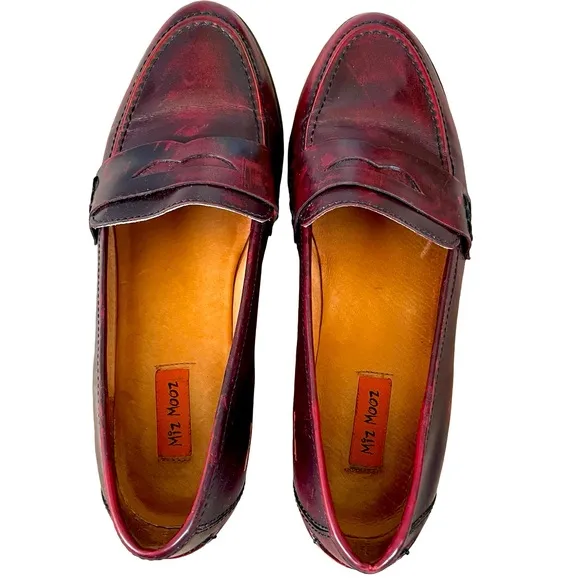 Miz Mooz Shelby Burnished Leather Loafers Size 8