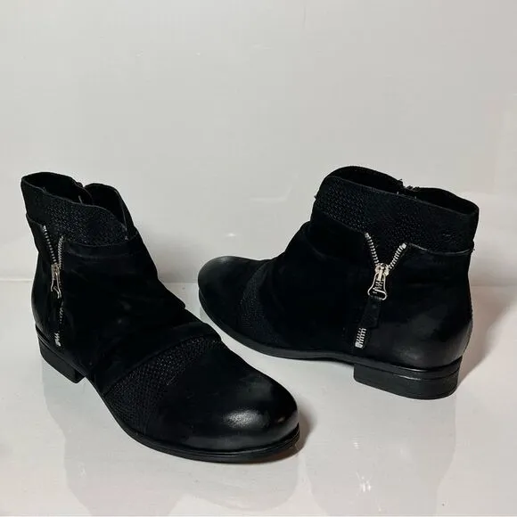 Miz Mooz Sunny Wide Width Leather Zippered Ankle Boots
