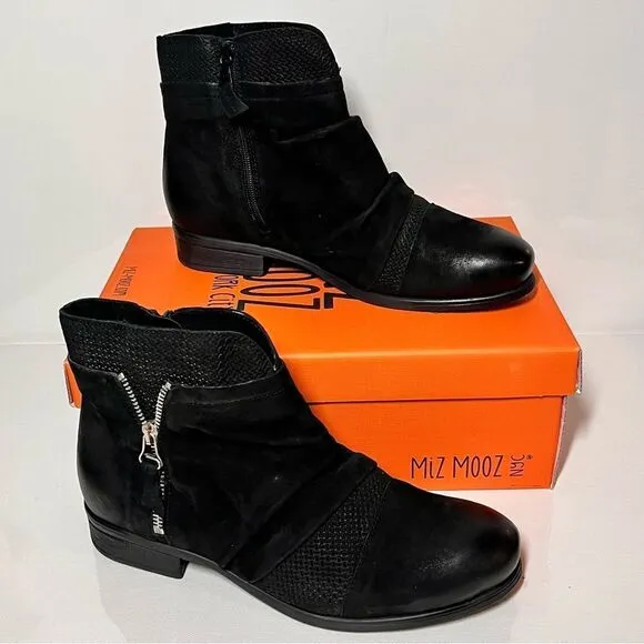 Miz Mooz Sunny Wide Width Leather Zippered Ankle Boots