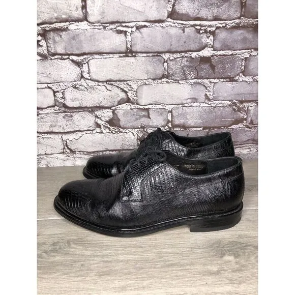 Monaco Goodyear Welt Black Leather Croc Oxfords Dress Shoes Men Sz 10.5M US/44EU