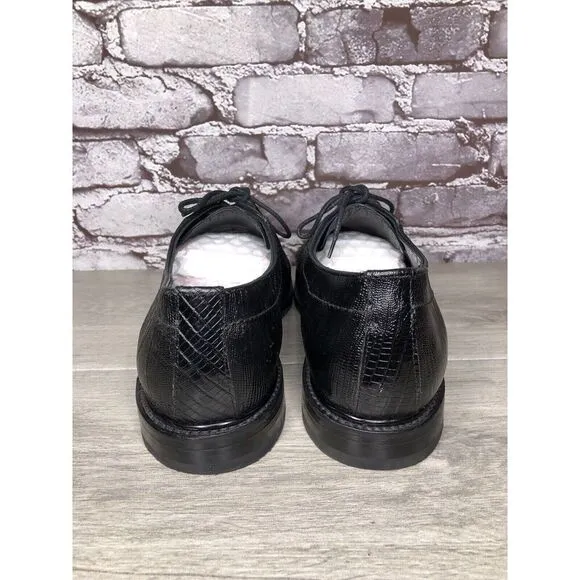 Monaco Goodyear Welt Black Leather Croc Oxfords Dress Shoes Men Sz 10.5M US/44EU