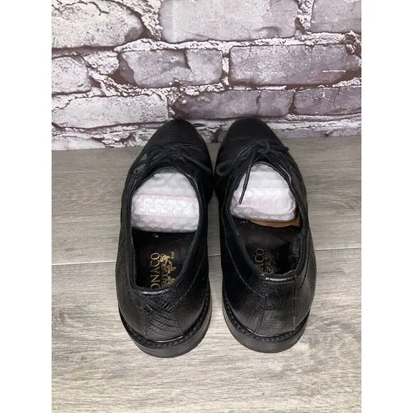 Monaco Goodyear Welt Black Leather Croc Oxfords Dress Shoes Men Sz 10.5M US/44EU