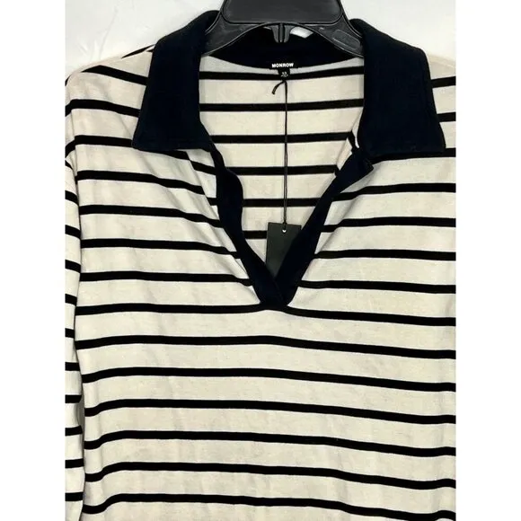 Monrow Stripe-Print Collared Shirtdress NWT - Size XS