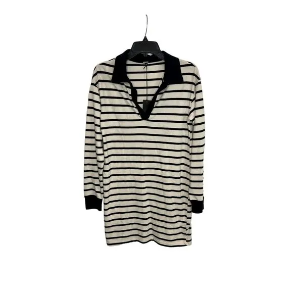 Monrow Stripe-Print Collared Shirtdress NWT - Size XS