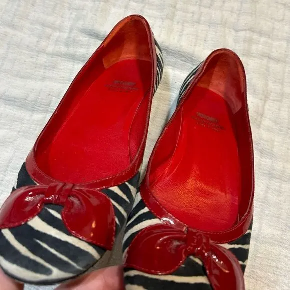 Moschino Cheap and Chic Leopard Calf air Red Lined Flat Shoes Sz 37 US 6.5