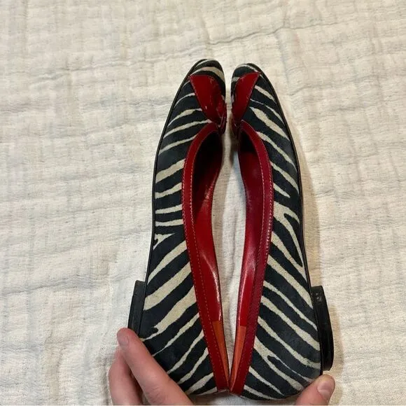 Moschino Cheap and Chic Leopard Calf air Red Lined Flat Shoes Sz 37 US 6.5