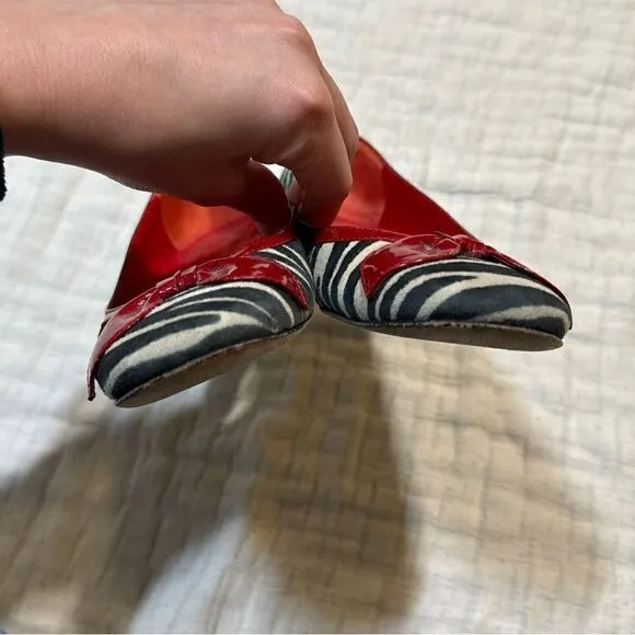 Moschino Cheap and Chic Leopard Calf air Red Lined Flat Shoes Sz 37 US 6.5