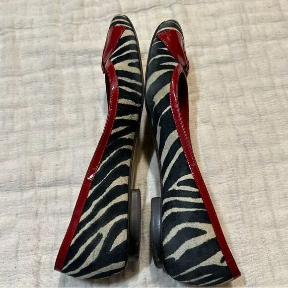 Moschino Cheap and Chic Leopard Calf air Red Lined Flat Shoes Sz 37 US 6.5