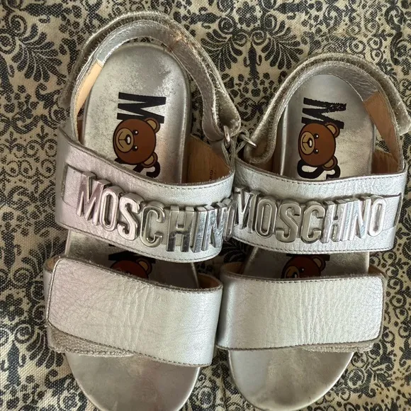 Moschino Silver Sandals Modern Minimalist Design