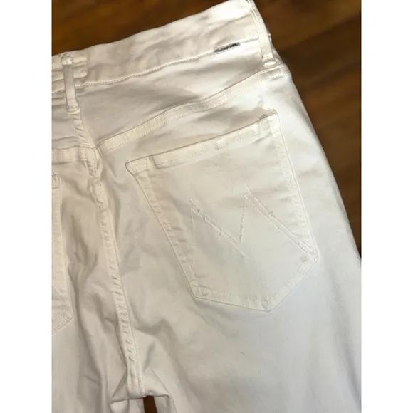 Mother Women's Sz 27 Warm Ivory High Waisted Looker Ankle Fray Skinny Slim Fit