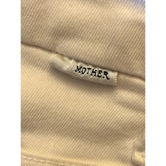 Mother Women's Sz 27 Warm Ivory High Waisted Looker Ankle Fray Skinny Slim Fit